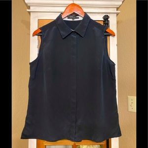 Antonio Melani 100% Silk Tailored Fit Sleeveless Button Up Blouse in Black